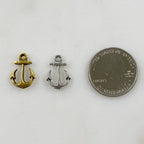 Pewter Anchor Charm Antique Gold Antique Silver (2pc)