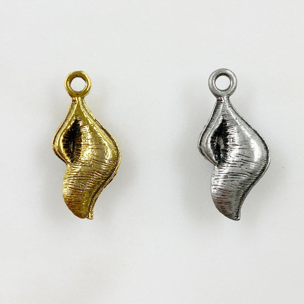 Pewter Textured Sea Shell Charm Beach Charm Antique Gold (2pc)
