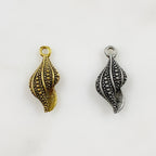 Pewter Textured Sea Shell Charm Beach Charm Antique Gold (2pc)