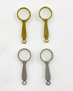 Pewter Magnifying Glass Charm Antique Gold or Antique Silver (2pc)