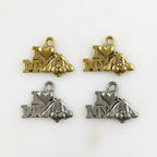 Pewter I Heart My Dog Charm Dog Charm Antique Gold or Antique (2pc)
