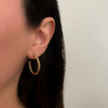 Gold Plated Roped Style Half Hoops C Shaped Twist Hoop Earrings (2pc)