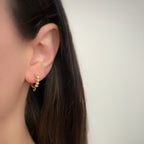 Gold Plated Shimmering Diamond Shaped CZ Square Hoop Earrings (2pc)