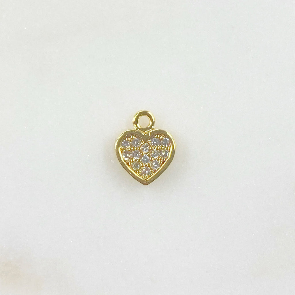 Gold Plated Small Heart Charm Mini Cubic Zirconia Love Charm