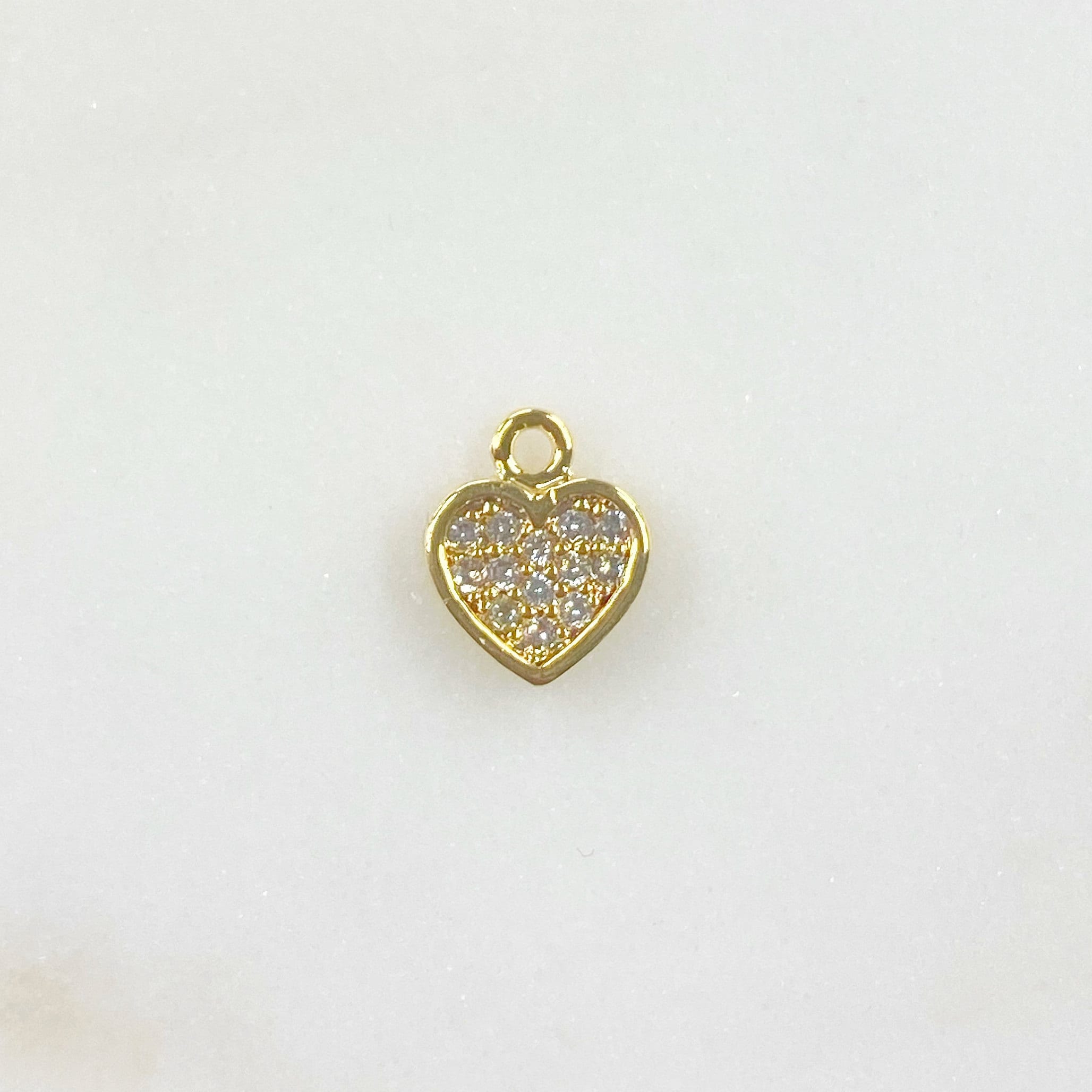 Gold Plated Small Heart Charm Mini Cubic Zirconia Love Charm