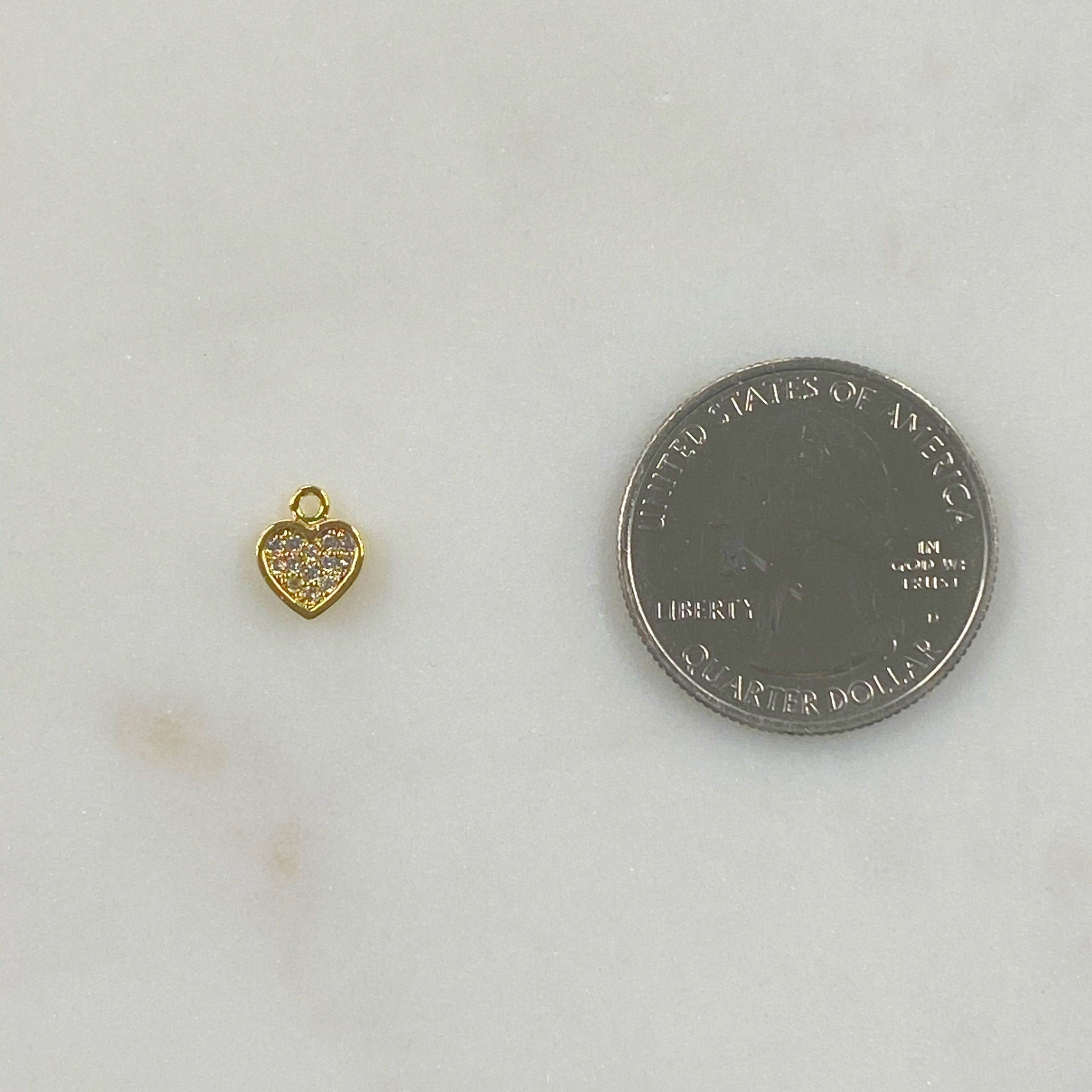 Gold Plated Small Heart Charm Mini Cubic Zirconia Love Charm