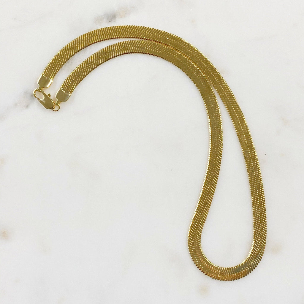 18K Gold Filled Ready to Wear Thick Herringbone Chain Necklace 7mm