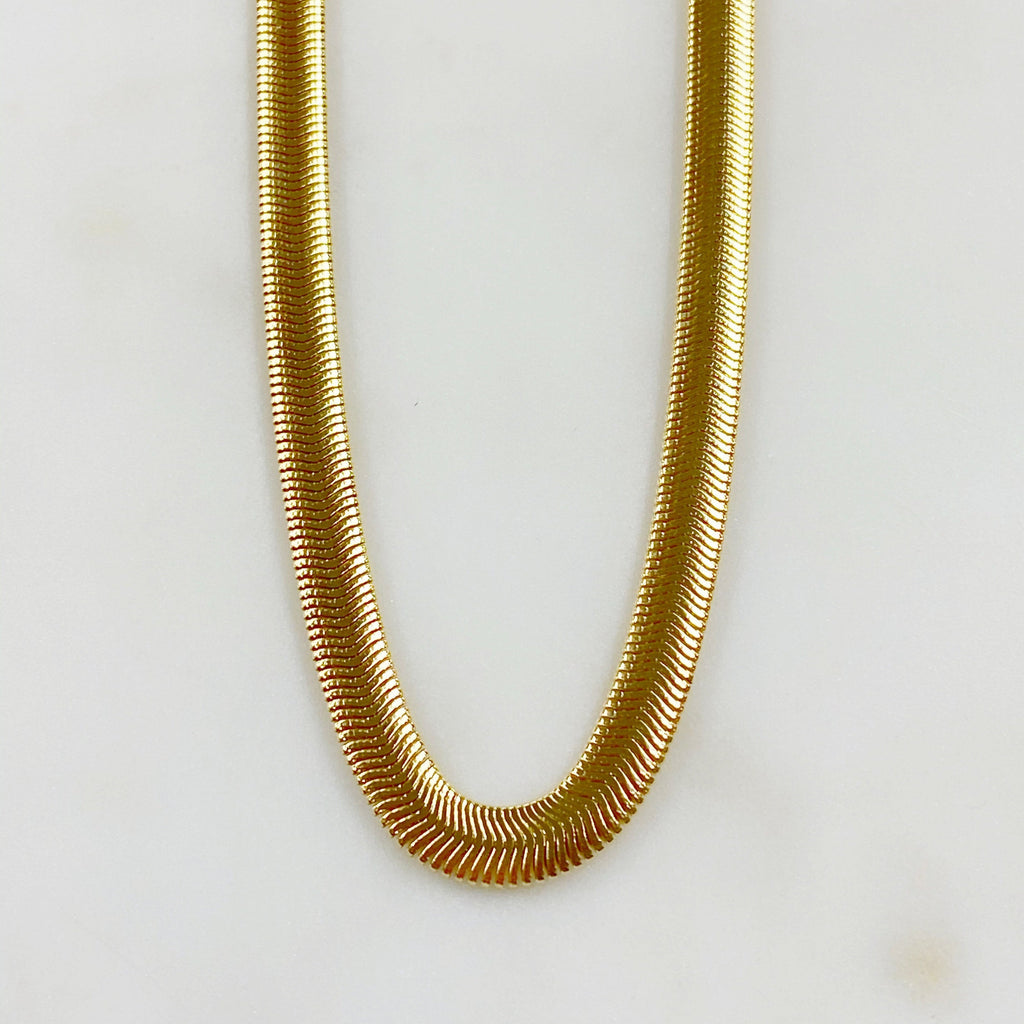 18K Gold Filled Ready to Wear Spiral Thick Herringbone Chain 6mm in 16
