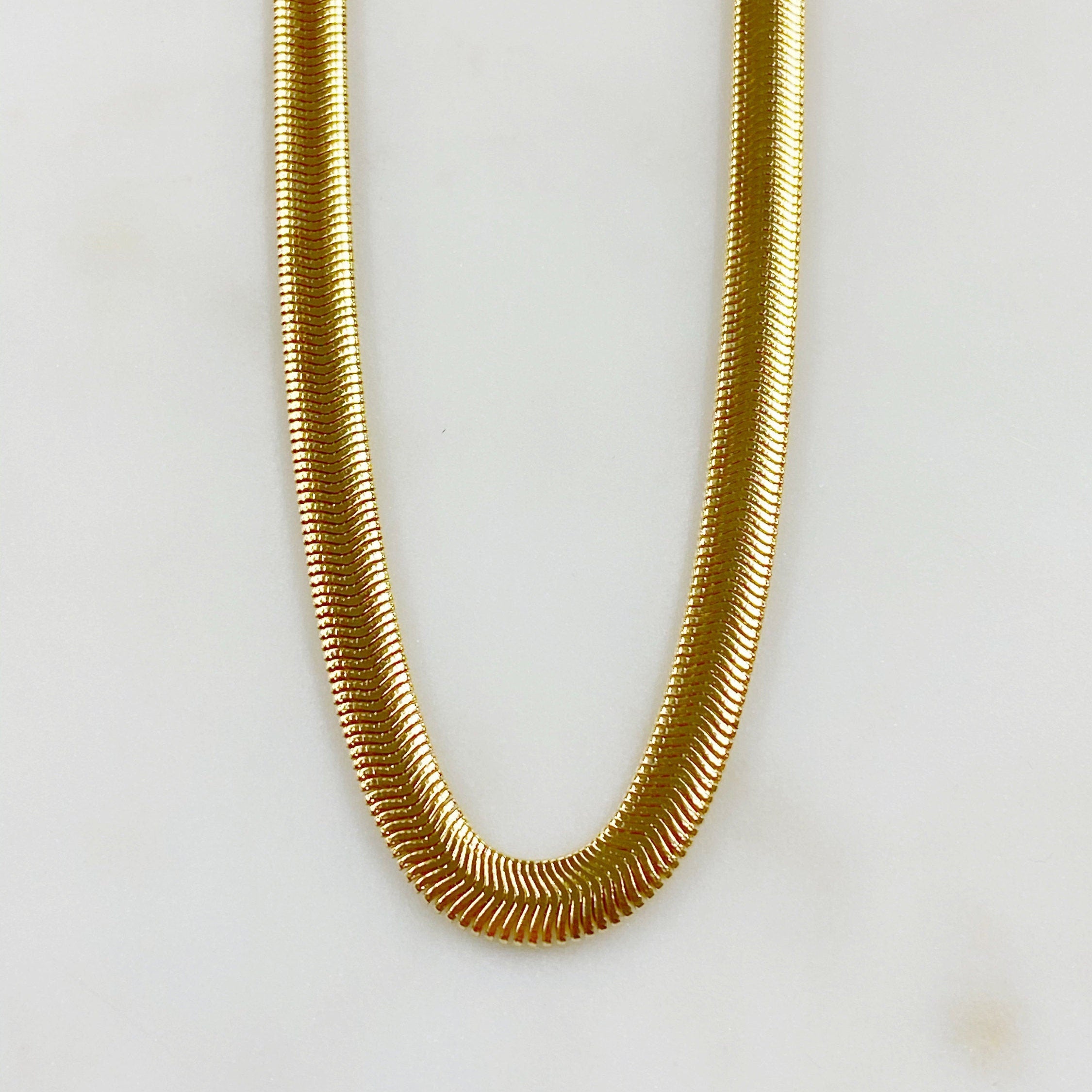 18K Gold Filled Ready to Wear Spiral Thick Herringbone Chain 6mm in 16