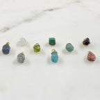 Gold Plated Small Raw Nugget Gemstone Charm Small Pendant 1 Loop