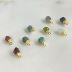 Gold Plated Small Raw Nugget Gemstone Charm Small Pendant 1 Loop