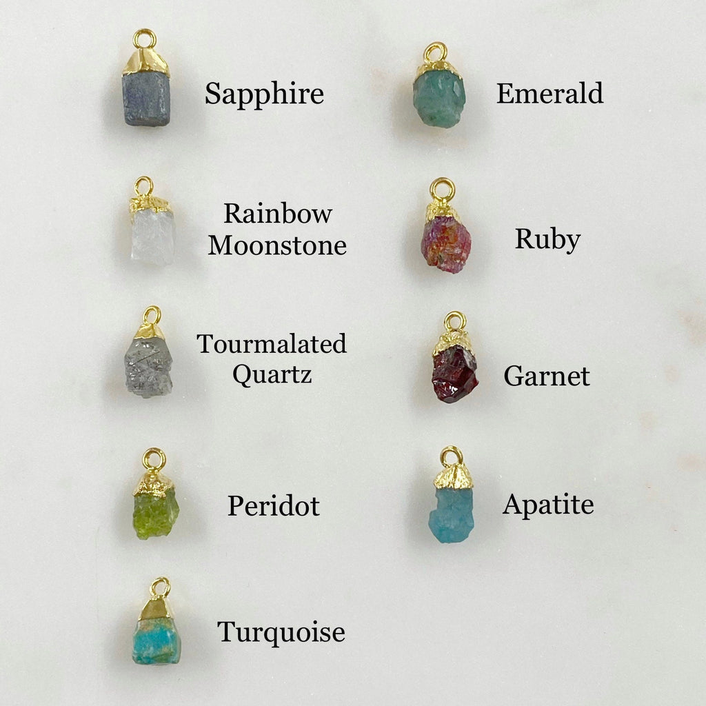 Gold Plated Small Raw Nugget Gemstone Charm Small Pendant 1 Loop