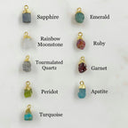 Gold Plated Small Raw Nugget Gemstone Charm Small Pendant 1 Loop