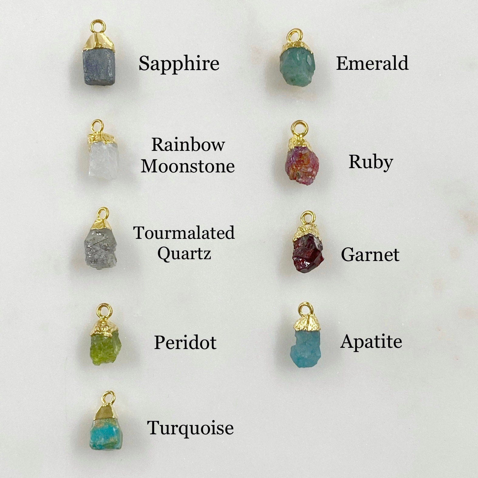 Gold Plated Small Raw Nugget Gemstone Charm Small Pendant 1 Loop