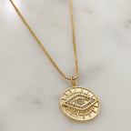 14K Gold Filled or Gold Plated Golden Evil Eye Necklace