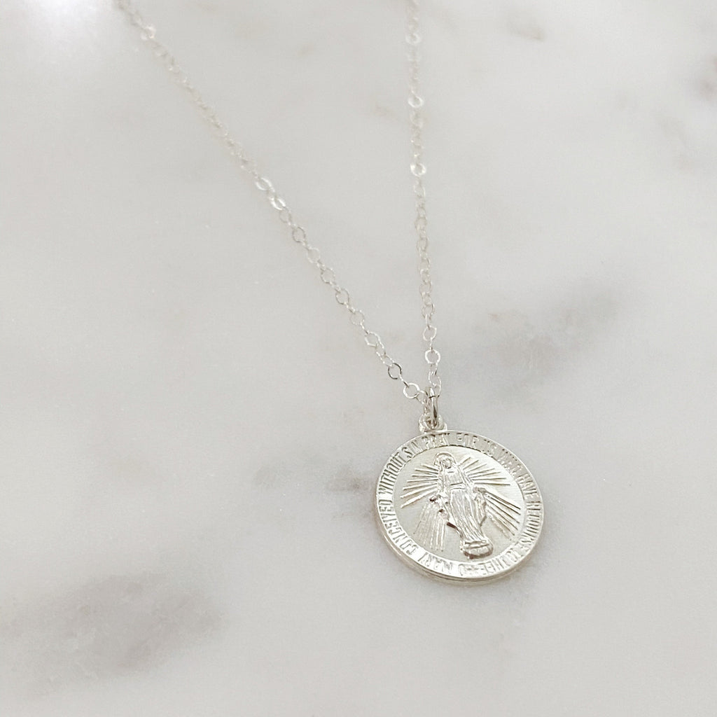 Sterling Silver or 14K Gold Filled Mother Mary Necklace