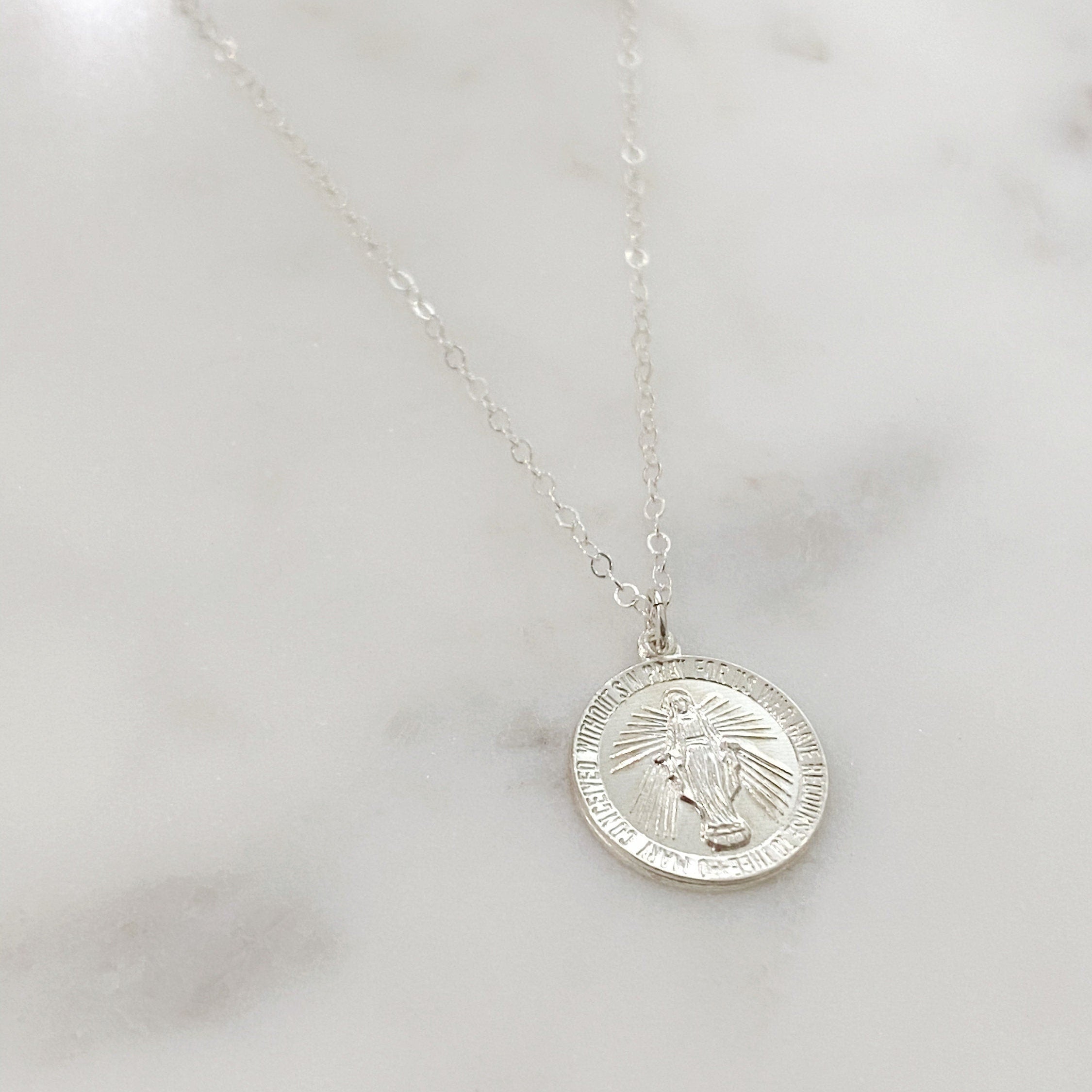 Sterling Silver or 14K Gold Filled Mother Mary Necklace