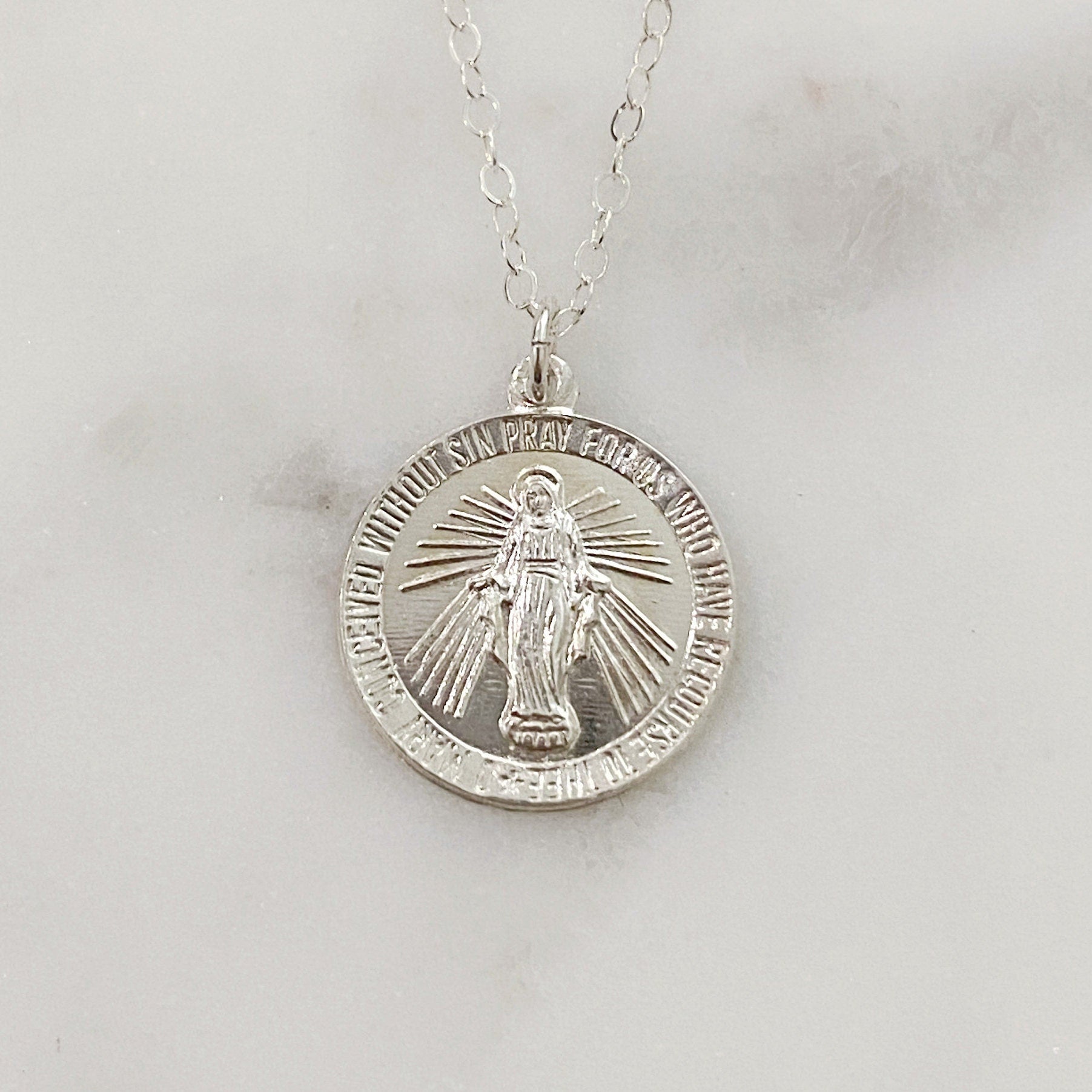 Sterling Silver or 14K Gold Filled Mother Mary Necklace