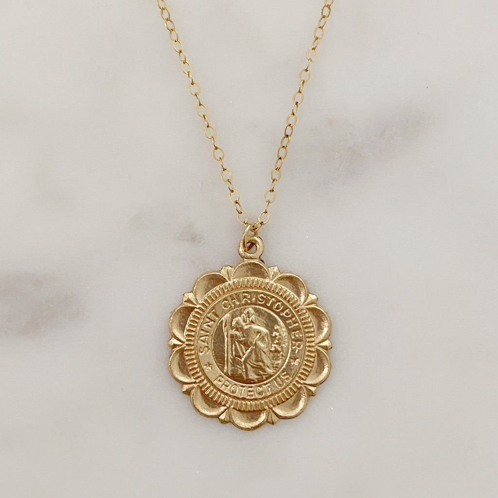 14K Gold Filled Saint Christopher Shimmer Necklace