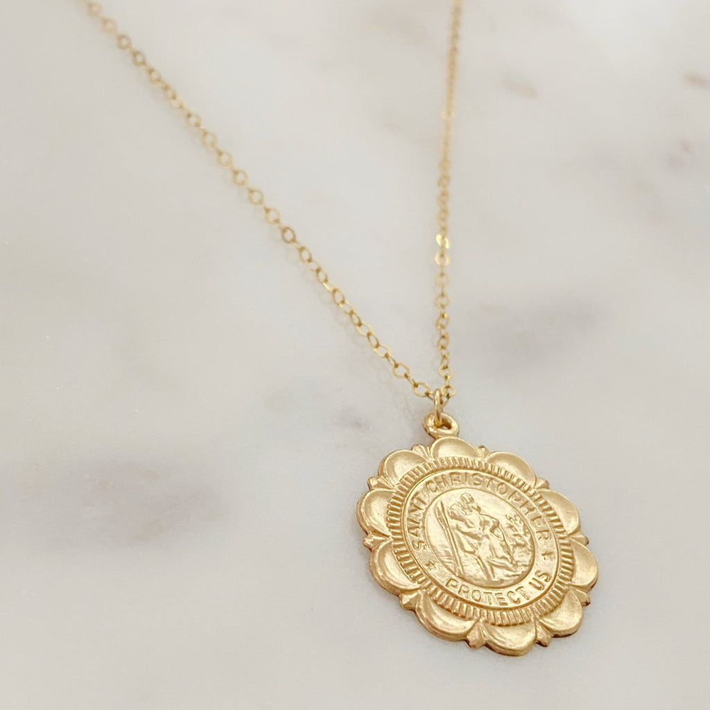 14K Gold Filled Saint Christopher Shimmer Necklace