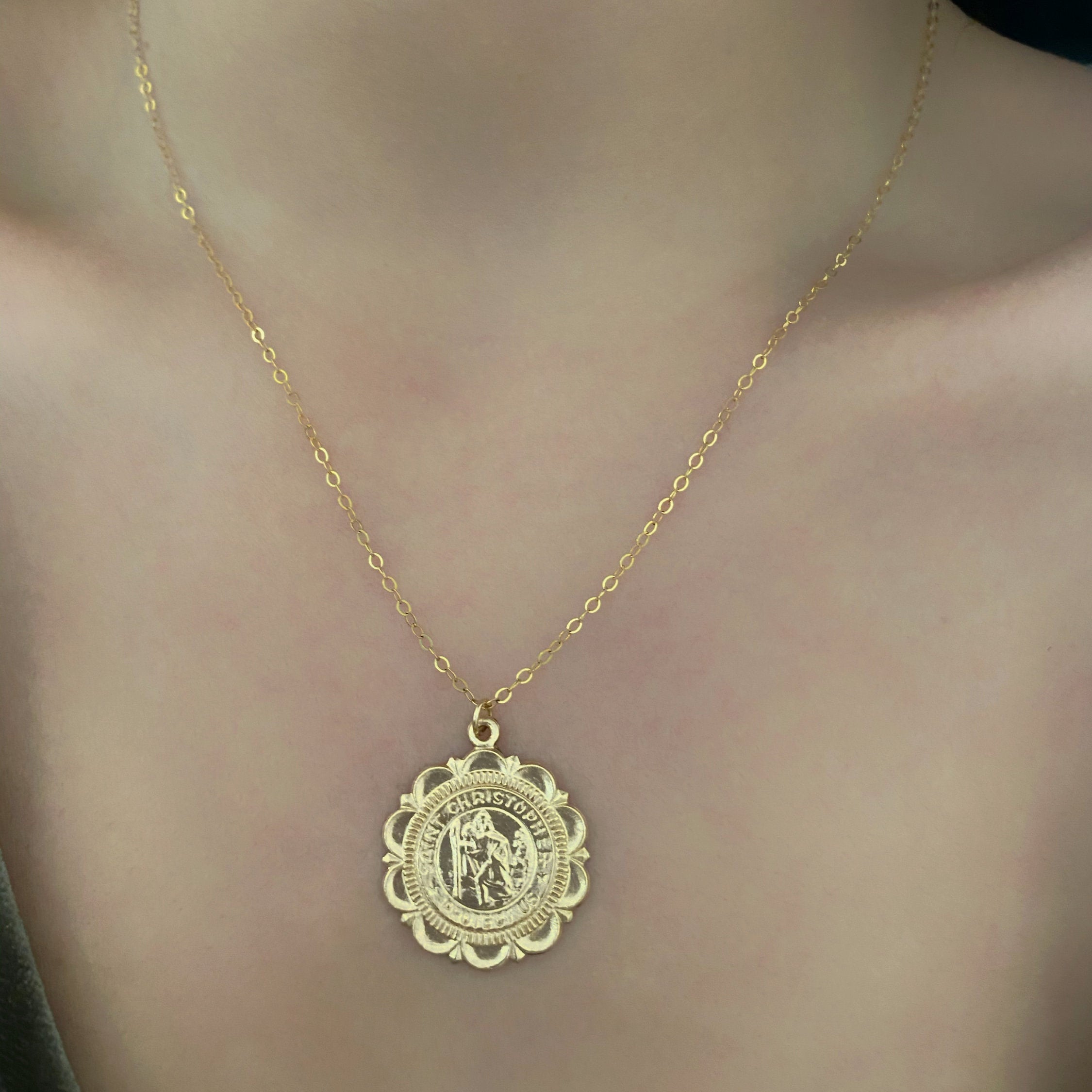 14K Gold Filled Saint Christopher Shimmer Necklace