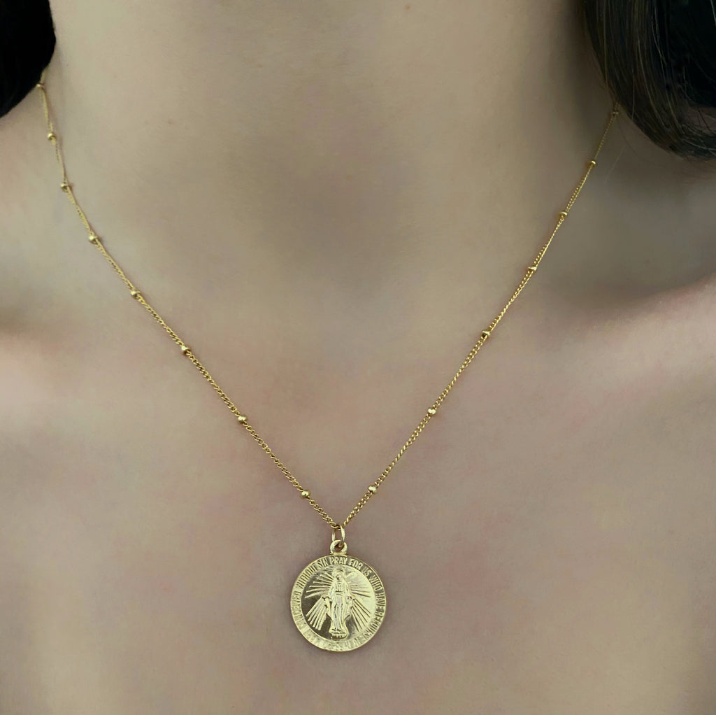 Sterling Silver or 14K Gold Filled Mother Mary Necklace