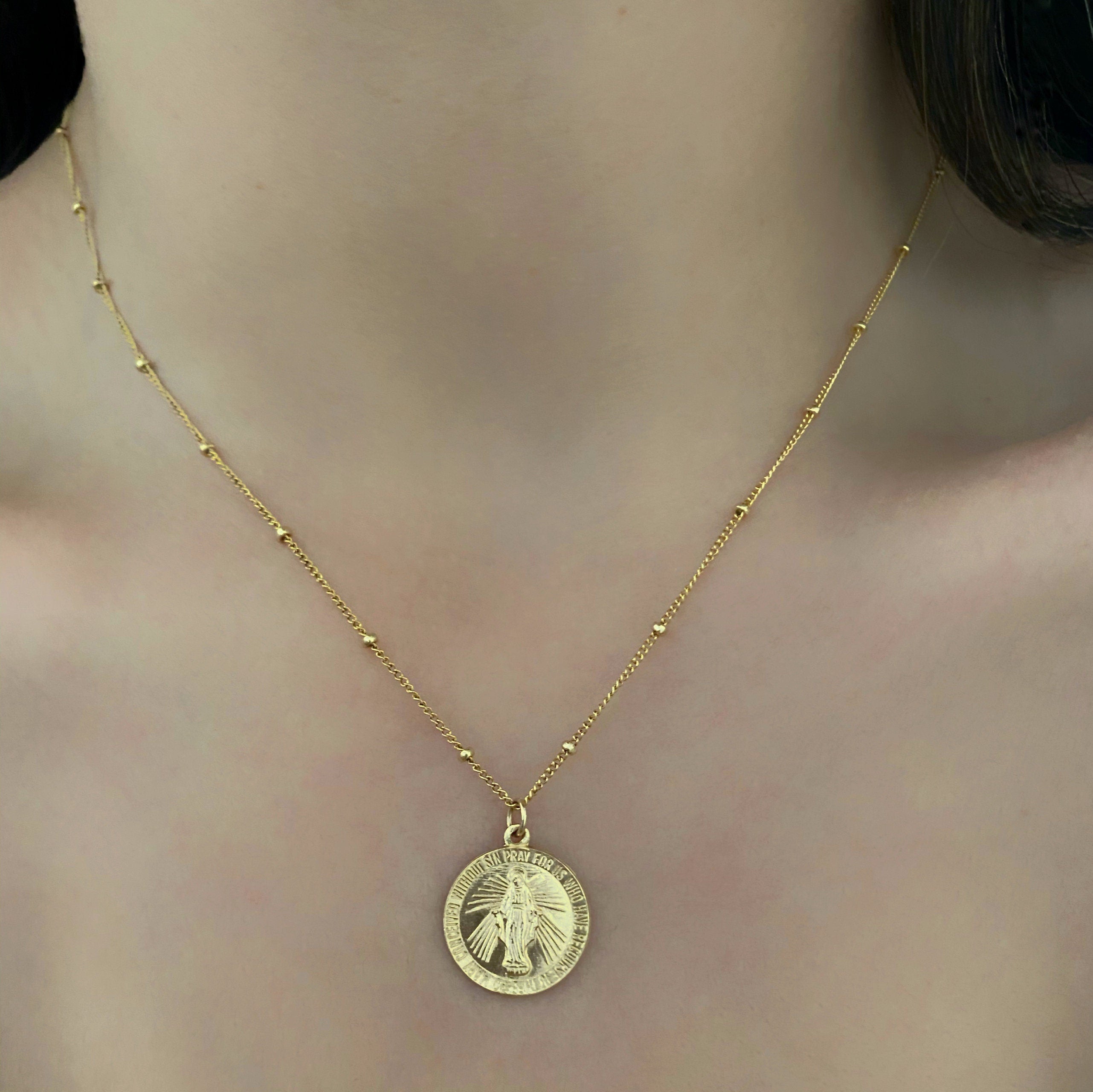 Sterling Silver or 14K Gold Filled Mother Mary Necklace