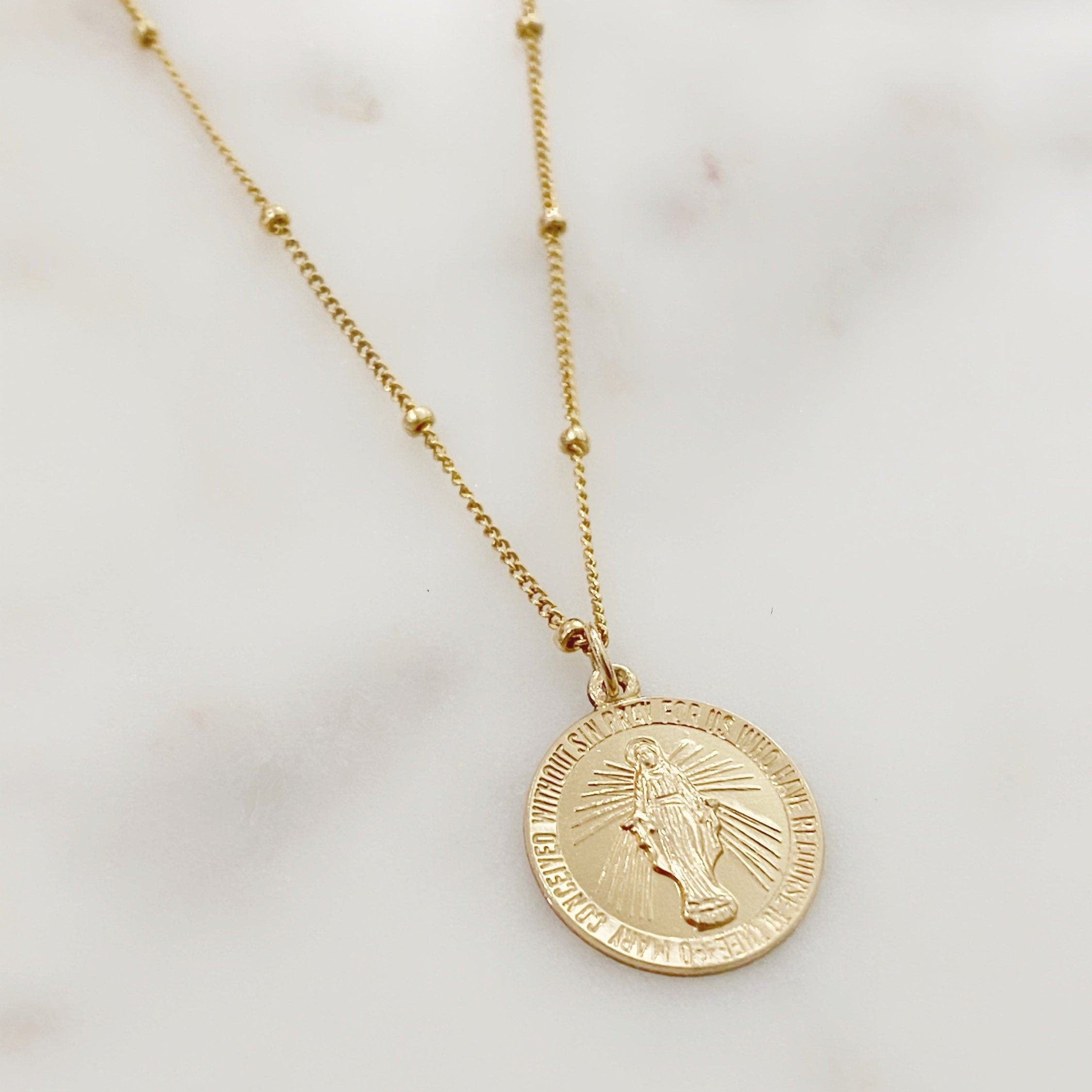 Sterling Silver or 14K Gold Filled Mother Mary Necklace