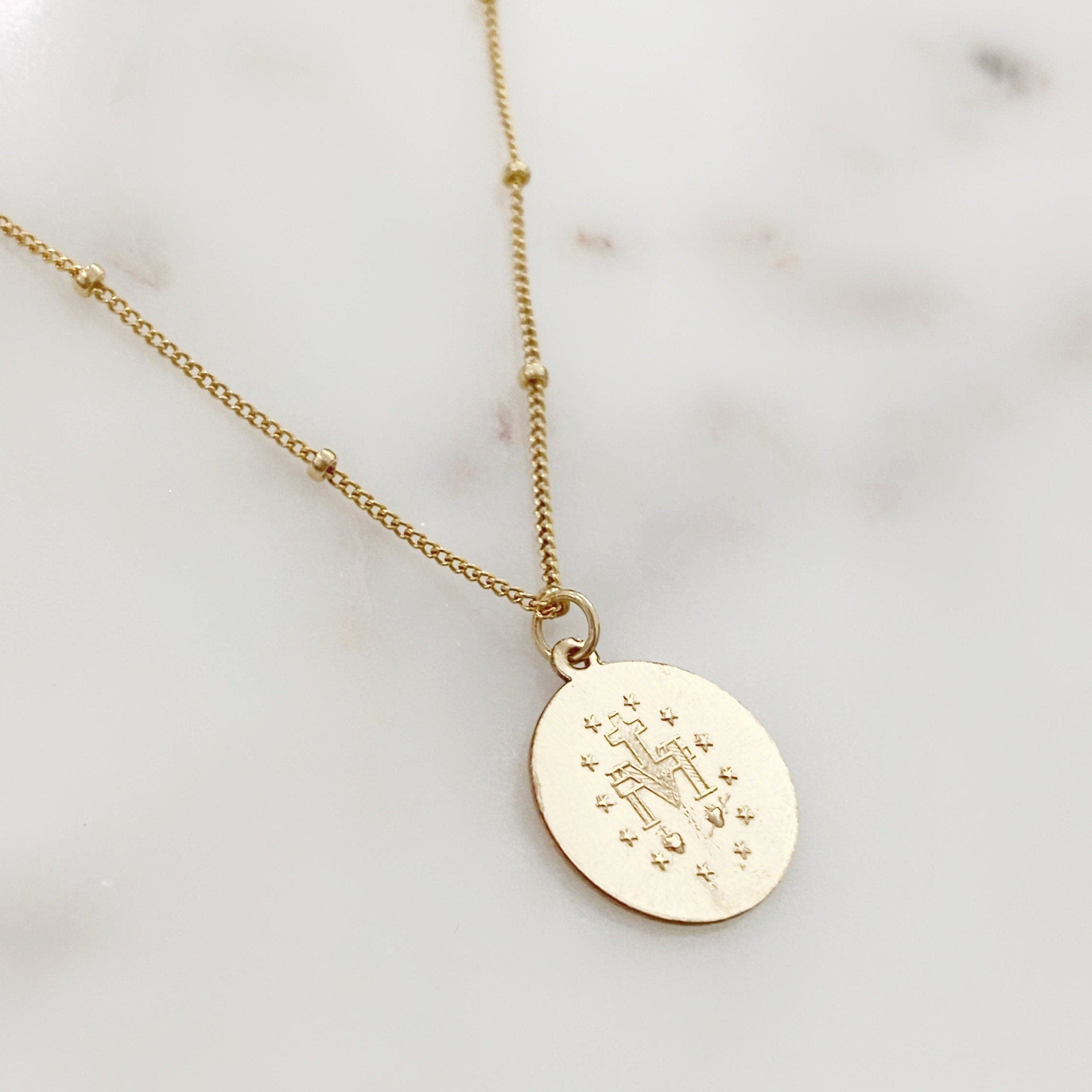 Sterling Silver or 14K Gold Filled Mother Mary Necklace