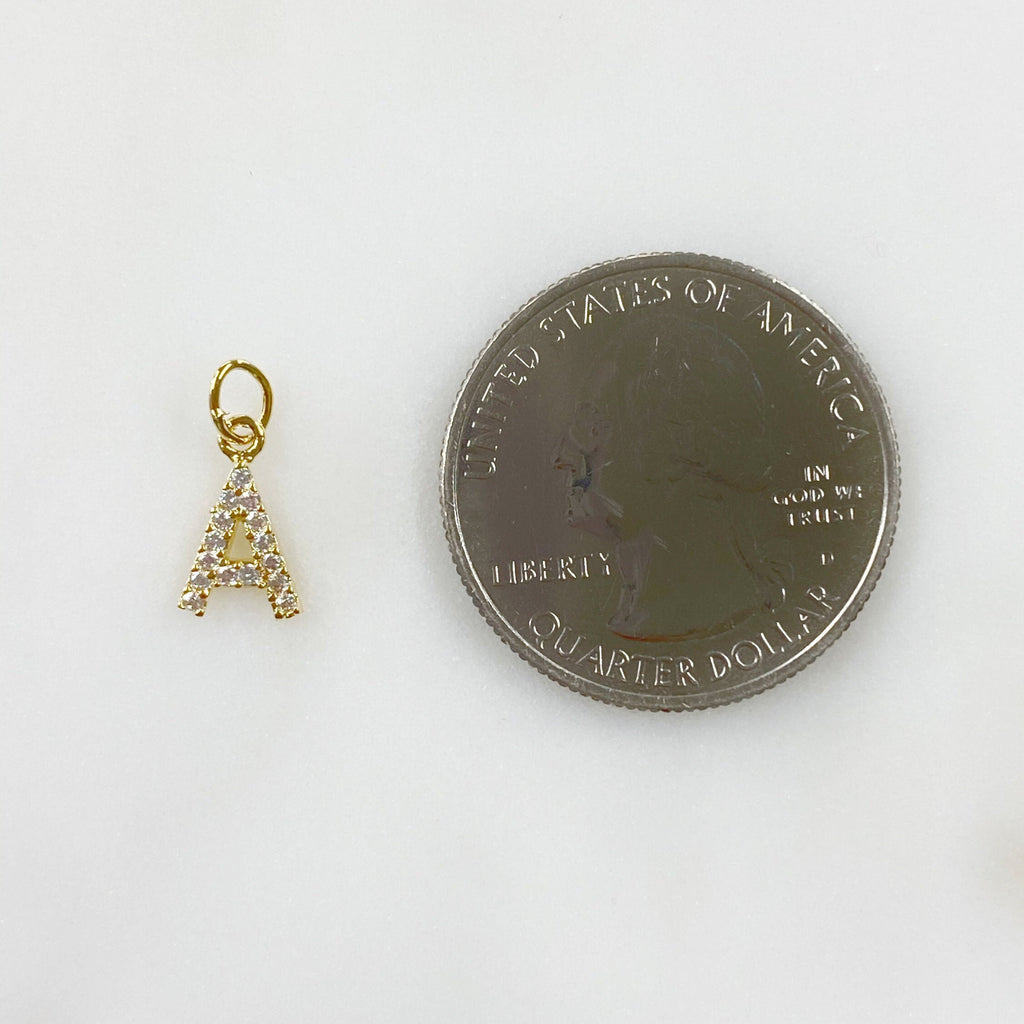 Gold Plated Alphabet Letter Charm Cubic Zirconia Initial Charms