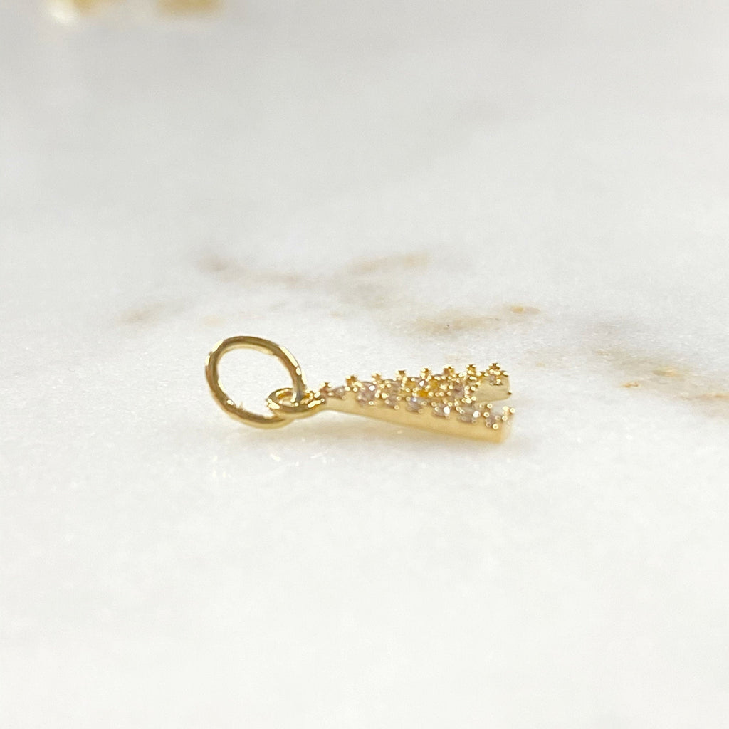 Gold Plated Alphabet Letter Charm Cubic Zirconia Initial Charms
