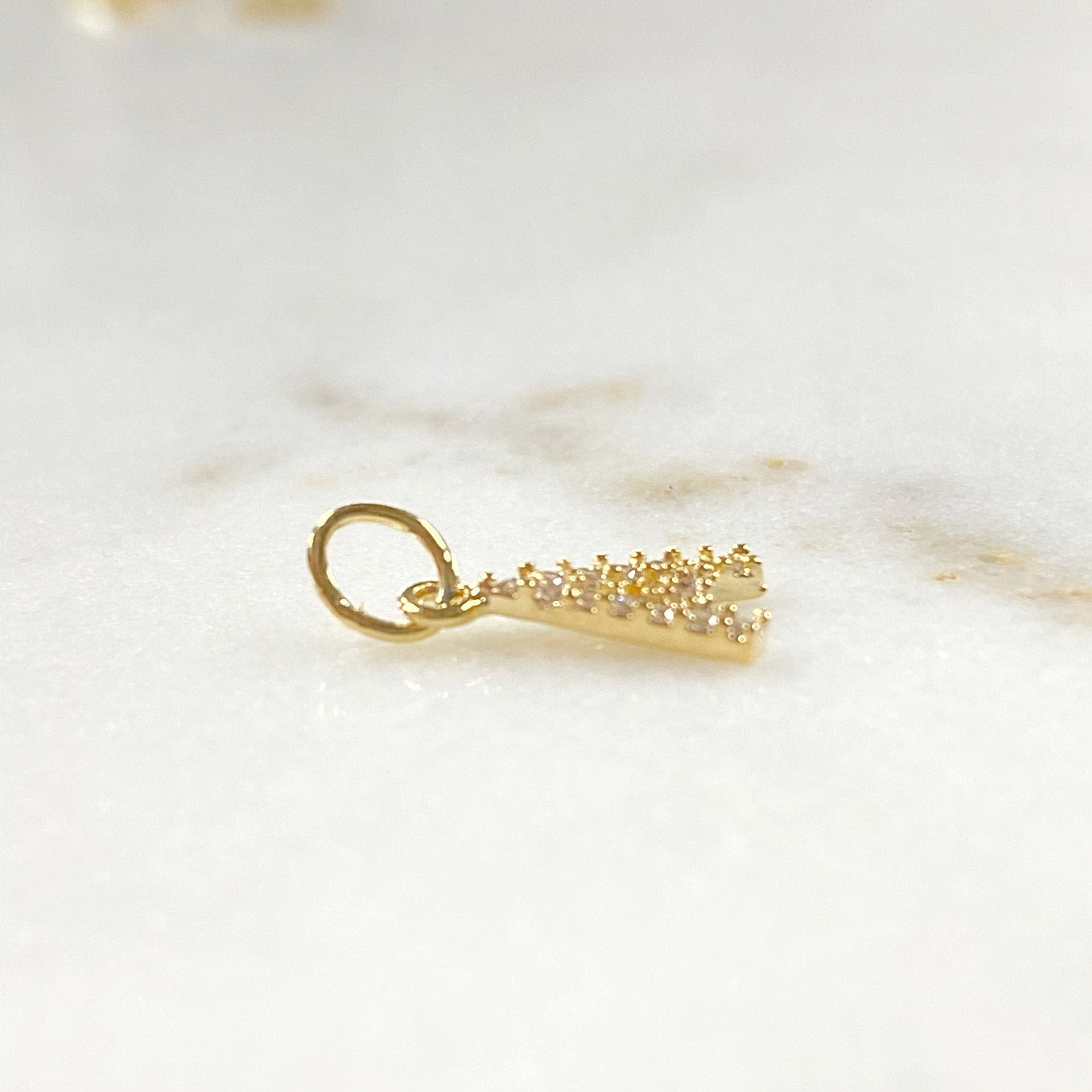 Gold Plated Alphabet Letter Charm Cubic Zirconia Initial Charms