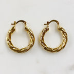 18K Gold Filled 30mm Twisted Rope Hoops (2pc)