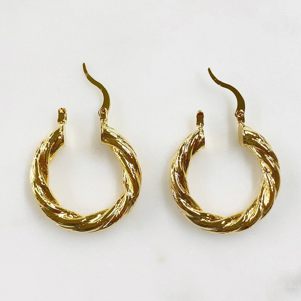 18K Gold Filled 30mm Twisted Rope Hoops (2pc)