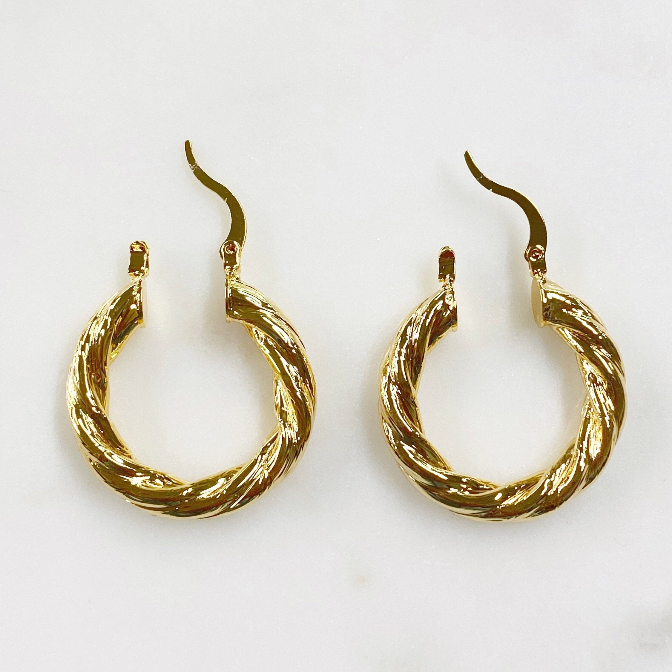 18K Gold Filled 30mm Twisted Rope Hoops (2pc)