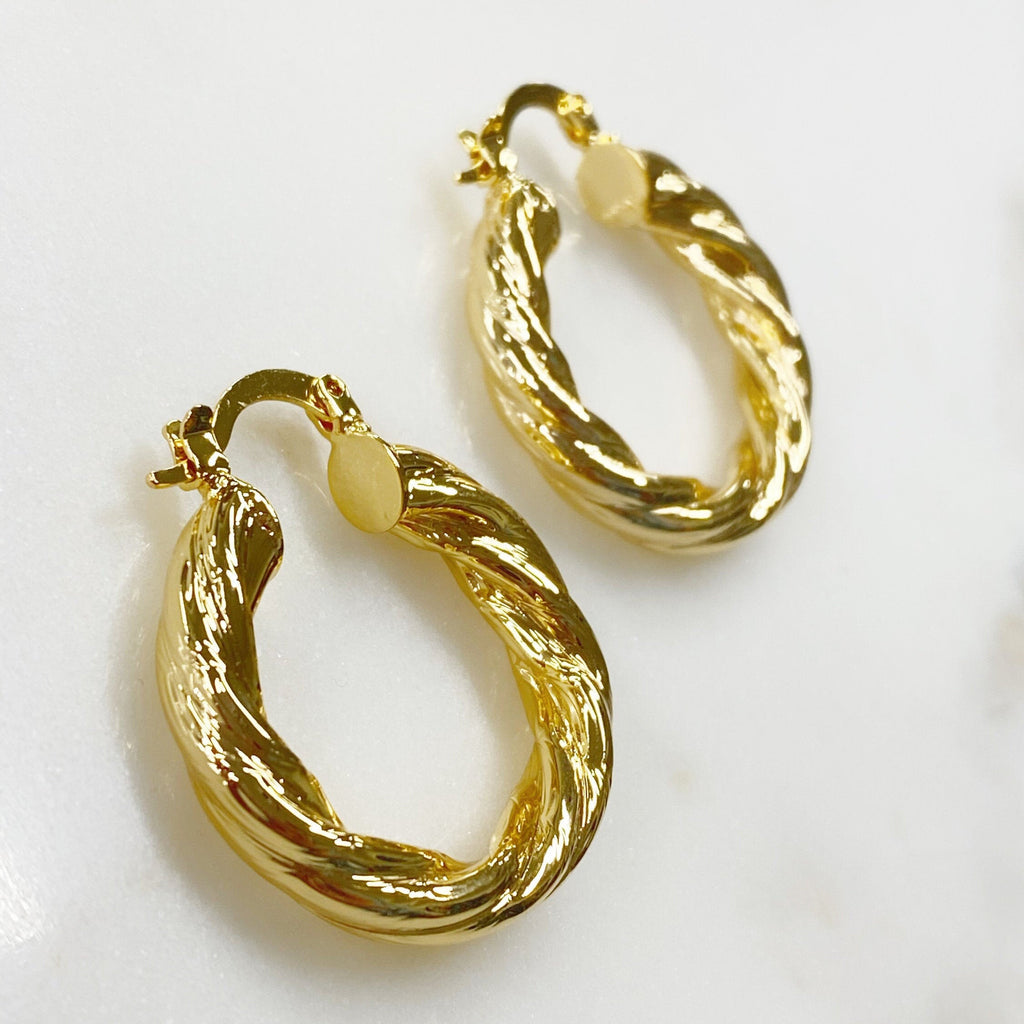18K Gold Filled 30mm Twisted Rope Hoops (2pc)