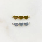 Base Metal Three Linked Hearts Charm Gold or Silver Tiny Gold