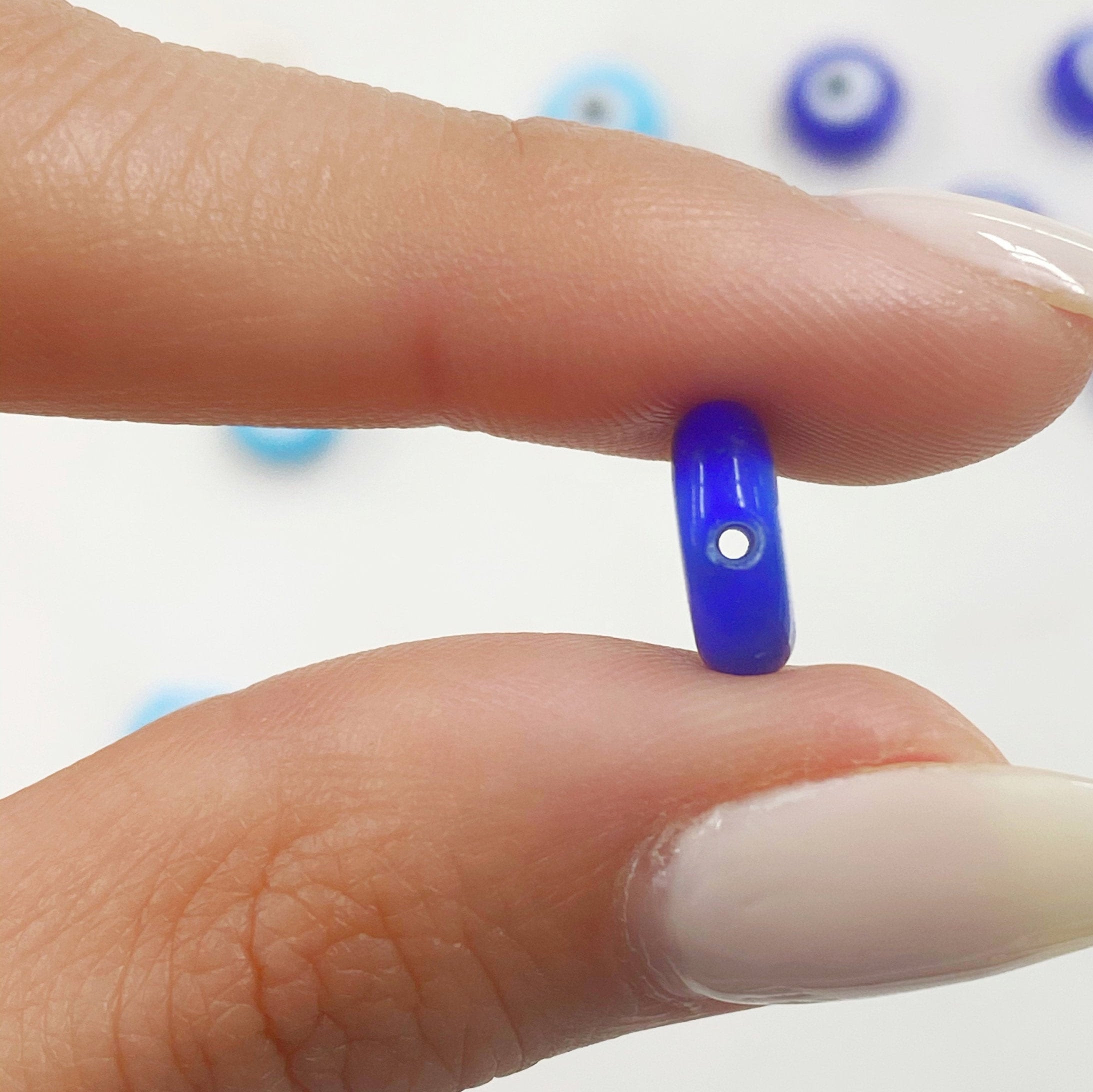 10mm Glass Evil Eye Beads Light Blue Dark Blue or White (5pc)
