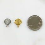 Pewter Sea Shell Flat Charm Antique Gold or Antique Silver (2pc)