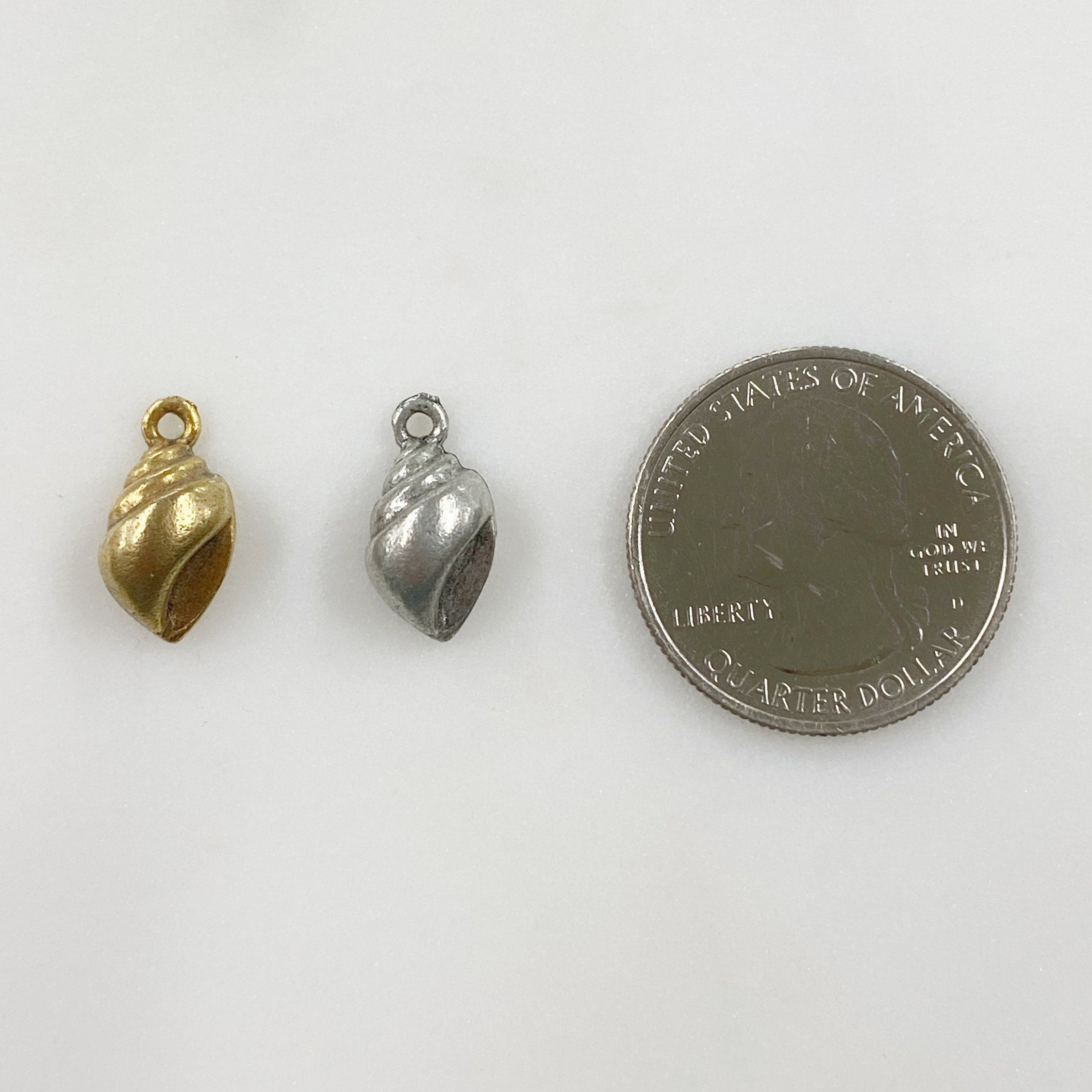 Pewter Smooth Sea Shell Charm Antique Gold or Antique Silver (2pc)
