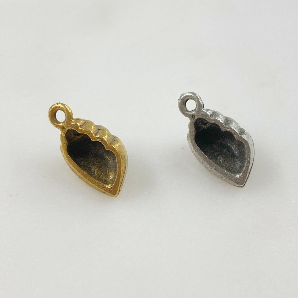 Pewter Smooth Sea Shell Charm Antique Gold or Antique Silver (2pc)