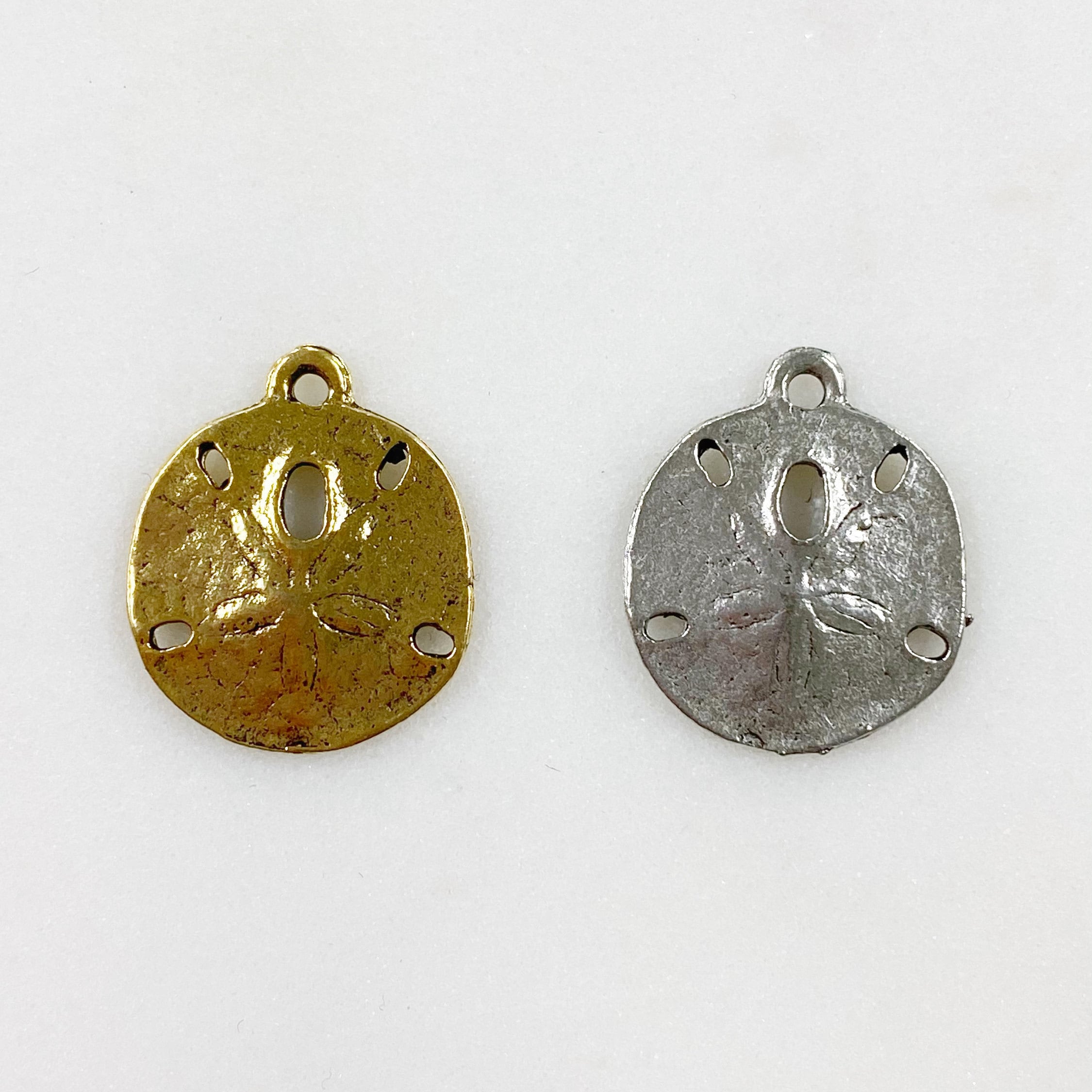 Pewter Rare Sand Dollar Charm Beach Charm Antique Gold (2pc)