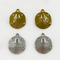 Pewter Rare Sand Dollar Charm Beach Charm Antique Gold (2pc)