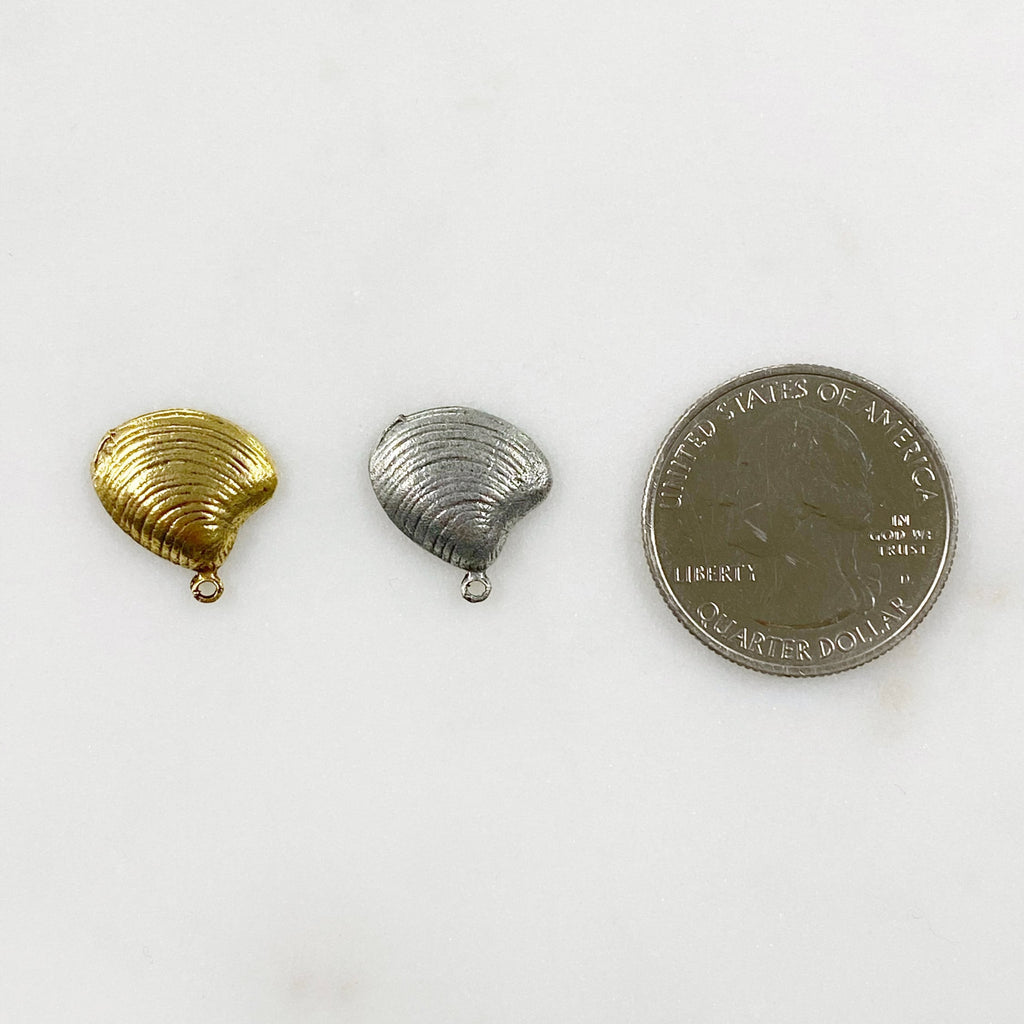 Pewter Sea Shell Charm Antique Gold or Antique Silver (2pc)