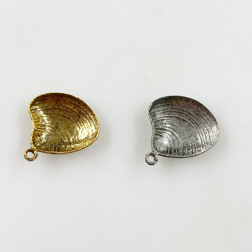 Pewter Sea Shell Charm Antique Gold or Antique Silver (2pc)