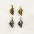 Pewter Textured Sea Shell Charm Beach Charm Antique Gold (2pc)