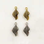 Pewter Textured Sea Shell Charm Beach Charm Antique Gold (2pc)