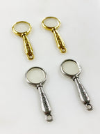 Pewter Magnifying Glass Charm Antique Gold or Antique Silver (2pc)