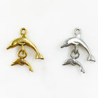 22mmx21mm Pewter Dolphin & Baby Charm Antique Gold or Antique Silver (2pc)