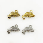 16mmx8mm Pewter Fish with Curved Tail Charm Beach Ocean Charm Antique (2pc)